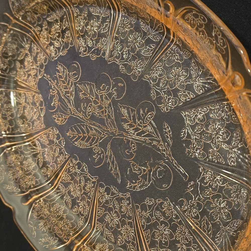 Vtg Jeannette Glass 11"x7.75" Platter Tray Cherry Blossom Pink Depression Glass - Picture 3 of 3